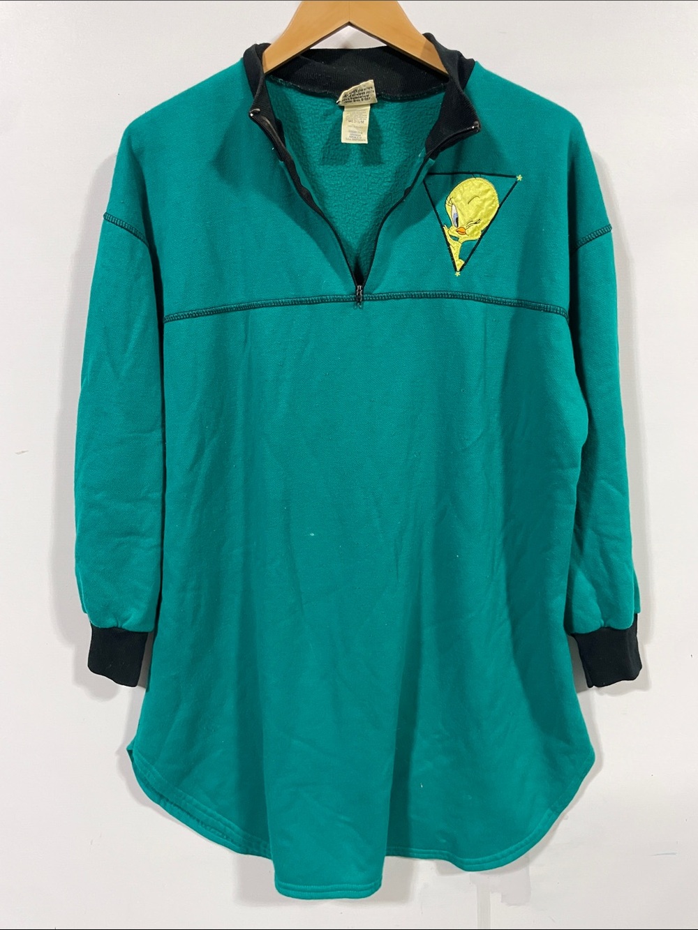 Vintage Looney Tunes Teal & Black Sweatshirt - Medium